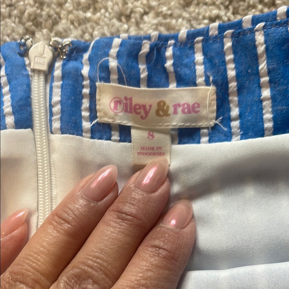 NWT Rae & Riley Blue Striped Skirt. 8 - Picture 4 of 6